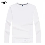Mens and womens cotton round neck long-sleeved T-shirt solid color black and white soft and breathable printed LOGO