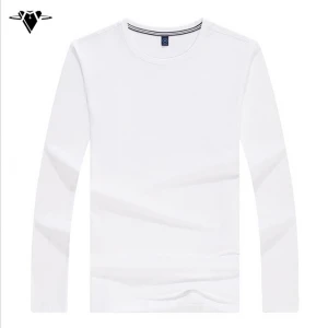 Mens and womens cotton round neck long-sleeved T-shirt solid color black and white soft and breathable printed LOGO
