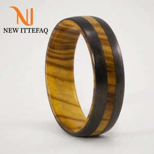Menss Olive Wood & Carbon Fiber Engagement Ring | Handmade Jewelry | Olive Wood Weeding Ring