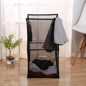 Mesh Foldable Kitchen Laundry Hamper Basket Dirty Clothing Organizer Book Underwear Container Bin