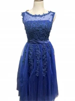 MINMIN 2021 Hot Sell Elegant Knee Length Women Girls Dresses Appliques Beads Formal Party Dresses Pink Red Light Blue