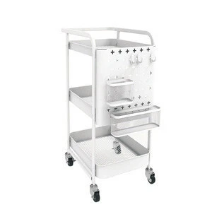 Mobile 3tier metal rolling cart organizer for kitchen bathroom makeup trolley storage with wheels white utility cart with handle