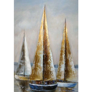 Modern Abstract 3D Hand Painted Sailboat On The Sea Framed Canvas Oil Painting Wall Art For Home Decor