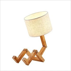 Modern Creative Table Lamp with Wood Base Bedside Nightstand Lamp
