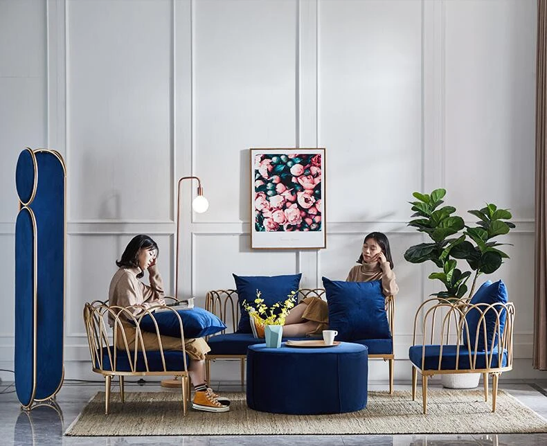 Modern design Living Room Furniture  velvet sectional hotel corner modula sofas set
