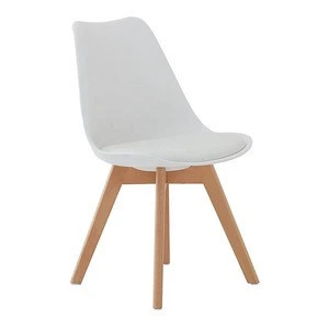 Modern Dining Chair with Wooden Legs High Quality PP/Fabric Backrest with Padded Seat Chair Restaurant Chair