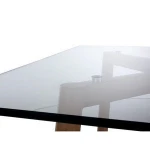 Modern dining room furniture toughened glass table Metal transfering legs dining table set