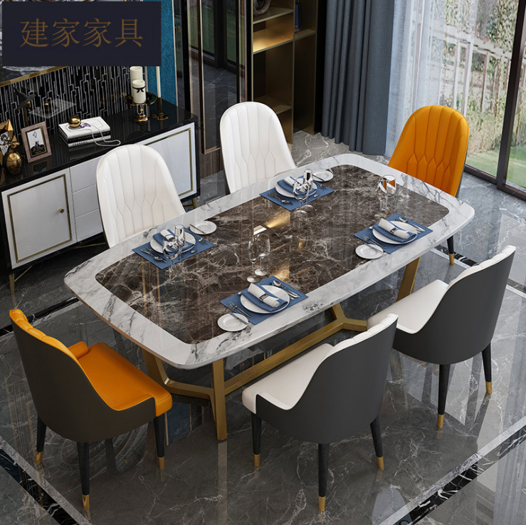 Buy Modern Light Luxury Marble Dining Table And Chair Nordic Minimalist ...