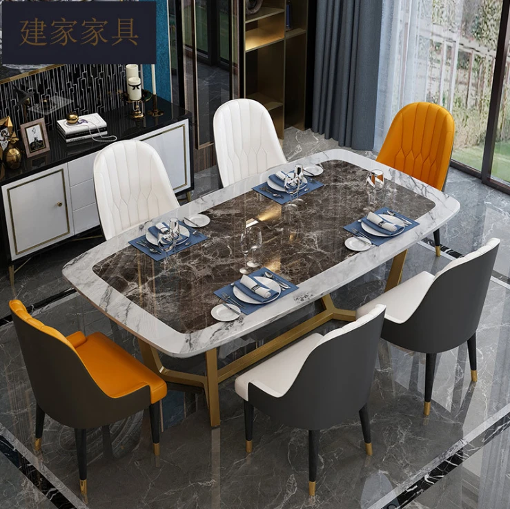 Modern light luxury marble dining table and chair Nordic minimalist dining table and chair furniture