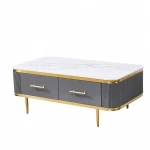 Modern Minimalist Living Room Furniture Marble Top TeaTable Wooden Coffee Table With 2 Drawer