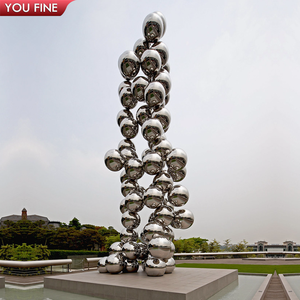 Modern Mirror Polishing Stainless Steel Pile Ball Sculpture For Garden