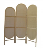 Modern Room Divider Screen  with woven rattan Customized wood folding screen