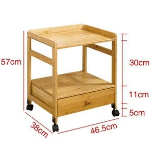 Moveable corner table with drawer storage with wheels for living room