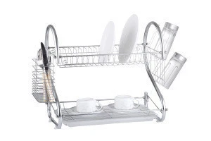 Multifunctional 2 Tiers Kitchen Stainless Steel Dish Rack