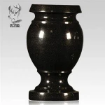 Natural absolute black granite cemetery decorativa stone tombstone vases