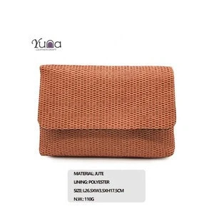 natural looking jute straw woven pattern envelope clutch bag