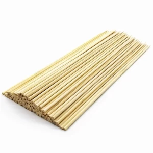 Natural Rotate Bbq Biodegradable Round Bamboo Skewers Eco Friendly 2.5*200mm Thin BBQ Skewers Sticks