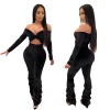 New 2021 fashion design popular women club clothing hollow out solid off shoulder jumpsuit for women clothing