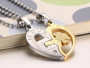 New accessories, South Korea version of split heart key pendant, titanium steel couple pendant YSS793