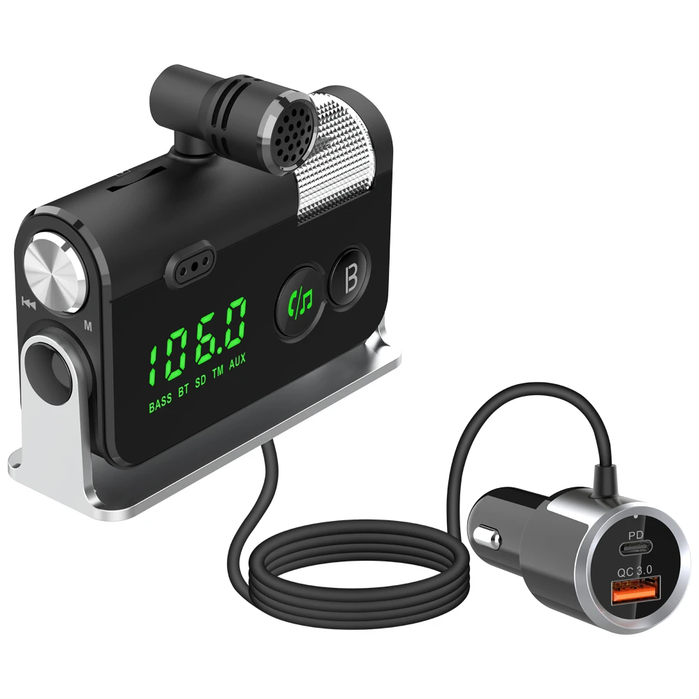 New Arrival BT 5.0 handsfree car mp3 player colorful lights usb PD Fast car charger BC73  Fm transmitter