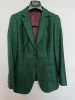 New Arrival Latest Design Green Plaid Custom Made Suit Wool & Lined & Silk Blended Women Causal Blazer