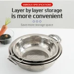 New Arrival Stainless Steel Kitchen Sink Colander Set Rice Colander Strainer Washing Colander Vegetables With Handles