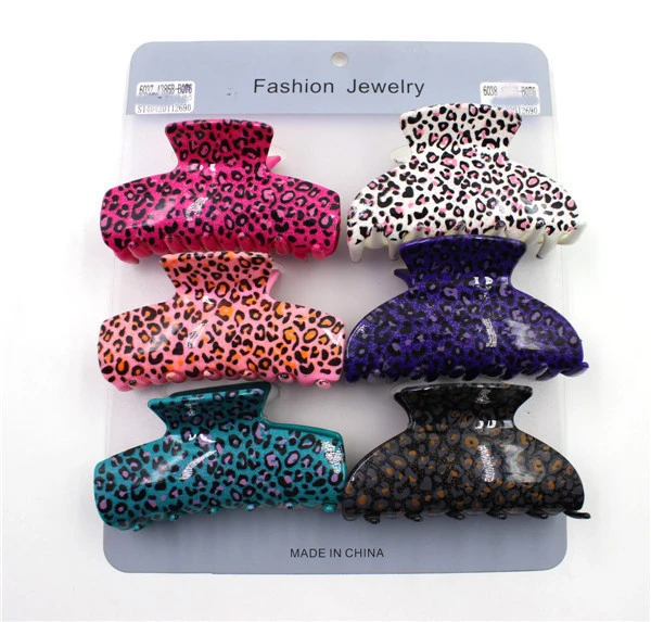 New arrive custom printed sexy leopard grain plastic hair claw