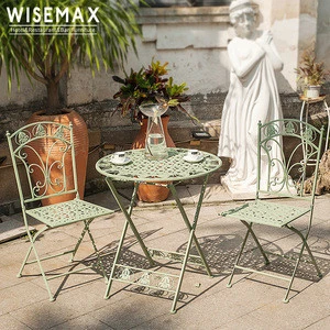 New design patio outdoor metal bistro foldable table and chairs set garden and coffee shop furniture