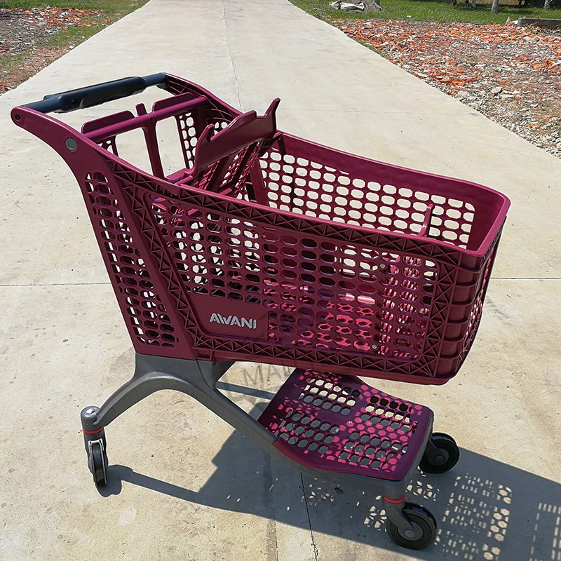 New Design Pure Plastic Hand Push Shopping Trolley For Supermarket Shop