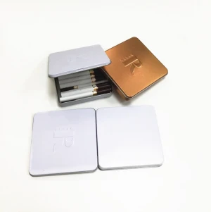New design slim portable metal cigarette case square flip top cigarette case tobacco container tin cans