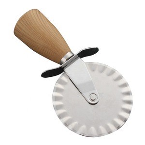 New design stainless steel pizza cutter wheel knife with wood handle
