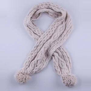 New Dseign Wholesale Winter acrylic Knit Scarf with wool pom for women and men