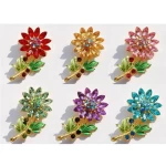New fashion all-match rhinestone sunflower brooch six-color colorful flower corsage wholesale