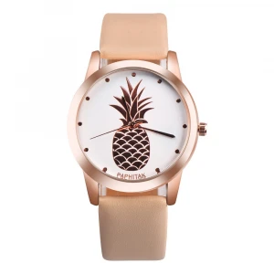 New Fresh Fruit Series Creative Gift Watch,Yellow Pineapple Dial Casual Women Dress Quartz Wrist Watch