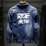 New mens denim jacket fashion four seasons Hollow denim jacket Solid color leisure pilot High quality mens denim jacket