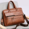 New Retro Men&#x27;s Business Briefcase Waterproof Large Capacity   leather  Men&#x27;s Handbag