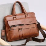 New Retro Men's Business Briefcase Waterproof Large Capacity   leather  Men's Handbag