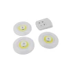 New Set of 3 Battery Round Wireless COB Led Puck Lamp Remote Control Cabinet Light