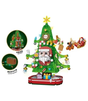 New Year Christmas Tree Building Blocks Sets Christmas Decoration Santa With LED Family Time DIY Toy Children Christmas Gift