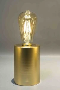 Newish dia8.7*23CM portable battery operator gold color base metal table lamp with glass edison ST64 bulb