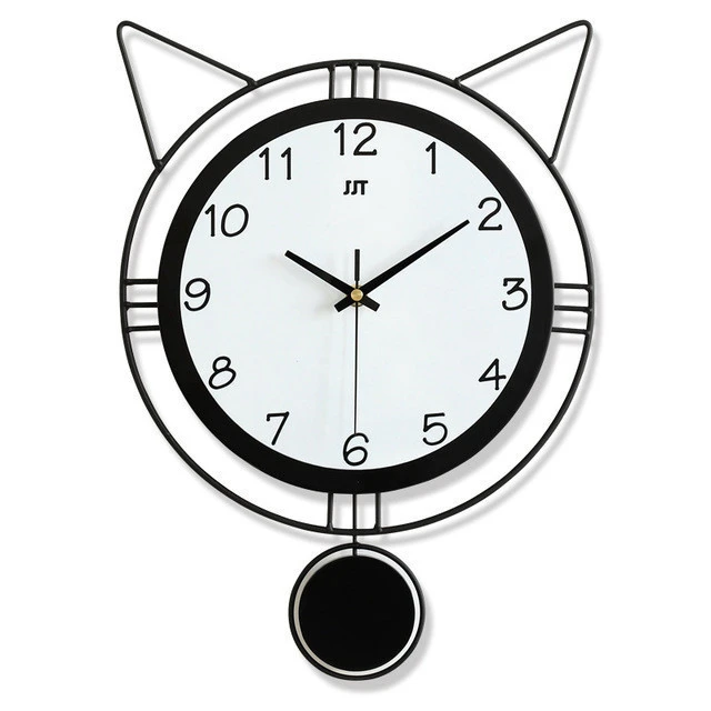 Newly Pendulum Wall Clock Cute Cat Ear Shape Digital Wall Clocks For Child Bedroom