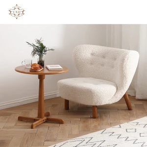 Nordic single sofa living room retro lounge chair light luxury white wool fleece design sofa chair furniture