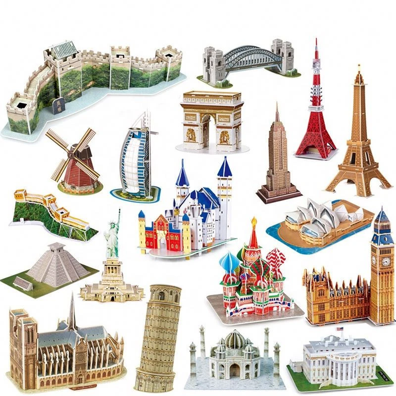 Notre Dame Paris 3D Puzzles for Kids Building Blocks Paper Mold Jigsaw Puzzle for Children&#x27;s Adults Technology Fit Together