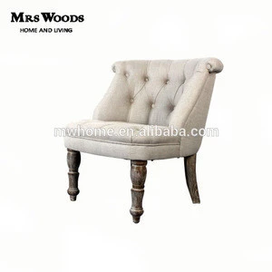 oak wooden frame linen upholstered chair,new design Button Tufted Chair, French antique style chair in living room furniture