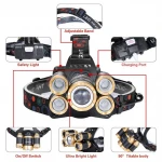 OEM 5 Led  Rechargeable High Powerful 1000 5000 lumen Head Lamp Black Red Light Headlights Headlamp Flashlight Torch