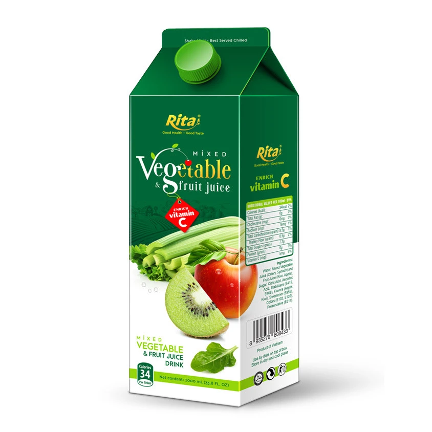 OEM Manufacturer from Vietnam High quality 1lit Paper Box Mixed Vegetable Fruit Juice