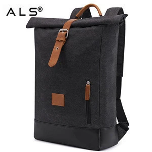 Outdoor canvas roll top backpack cycling backpack bike bags popular rolling vintage canvas backpack wholesale