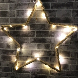 Outdoor Copper with hemp rope star decoration clip string lights