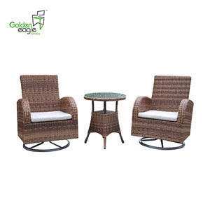 Outdoor wicker bistro set swivel chair rattan furniture garden sofa