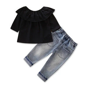Outfits For Baby Girl Two Piece Clothing Jeans And Long Sleeve Black Shirts Stylish